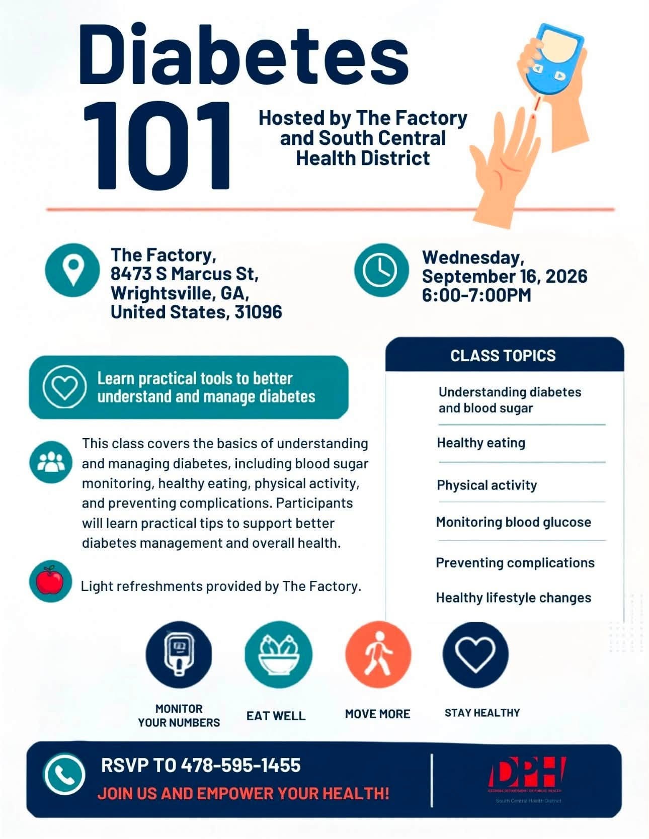 Diabetes 101 class flyer — September 16, 2026